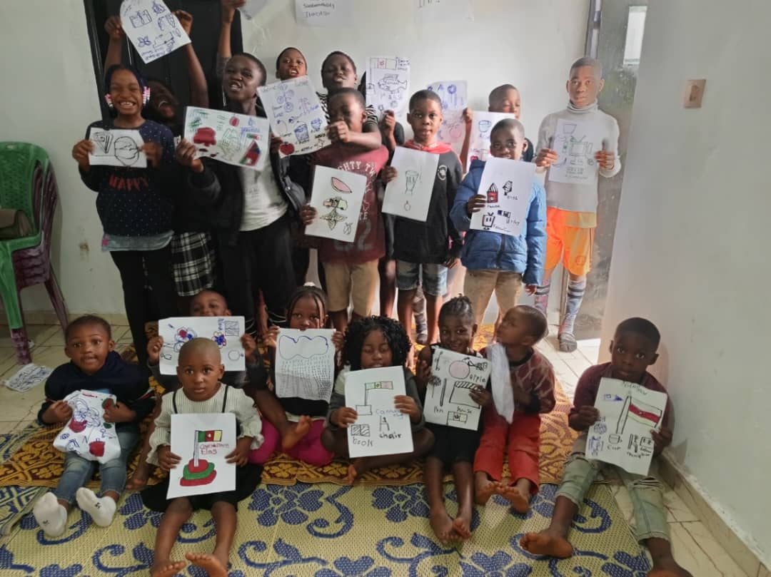 Children taking part in an activity at the Bokwaongo Children's Safe Space