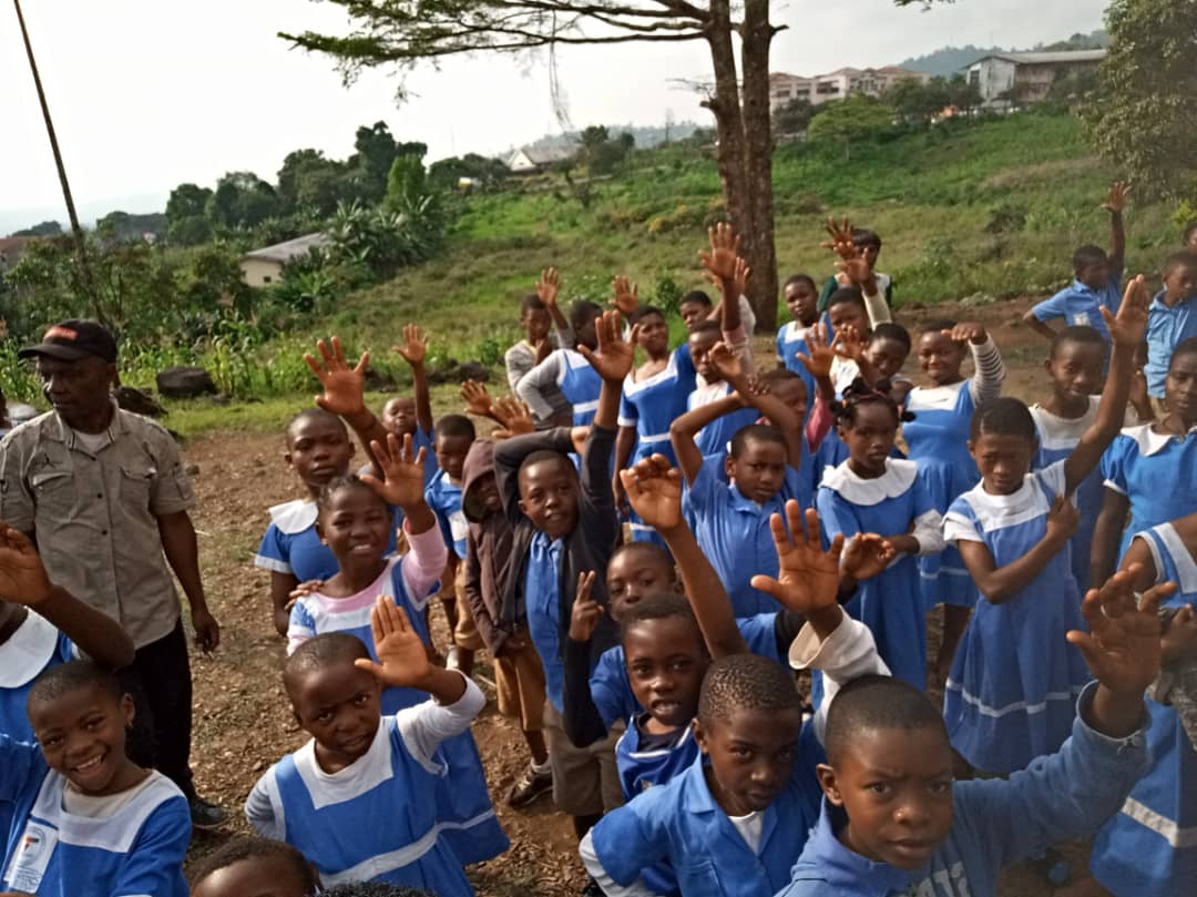 Pupils taking part in a gender-based violence awareness activity